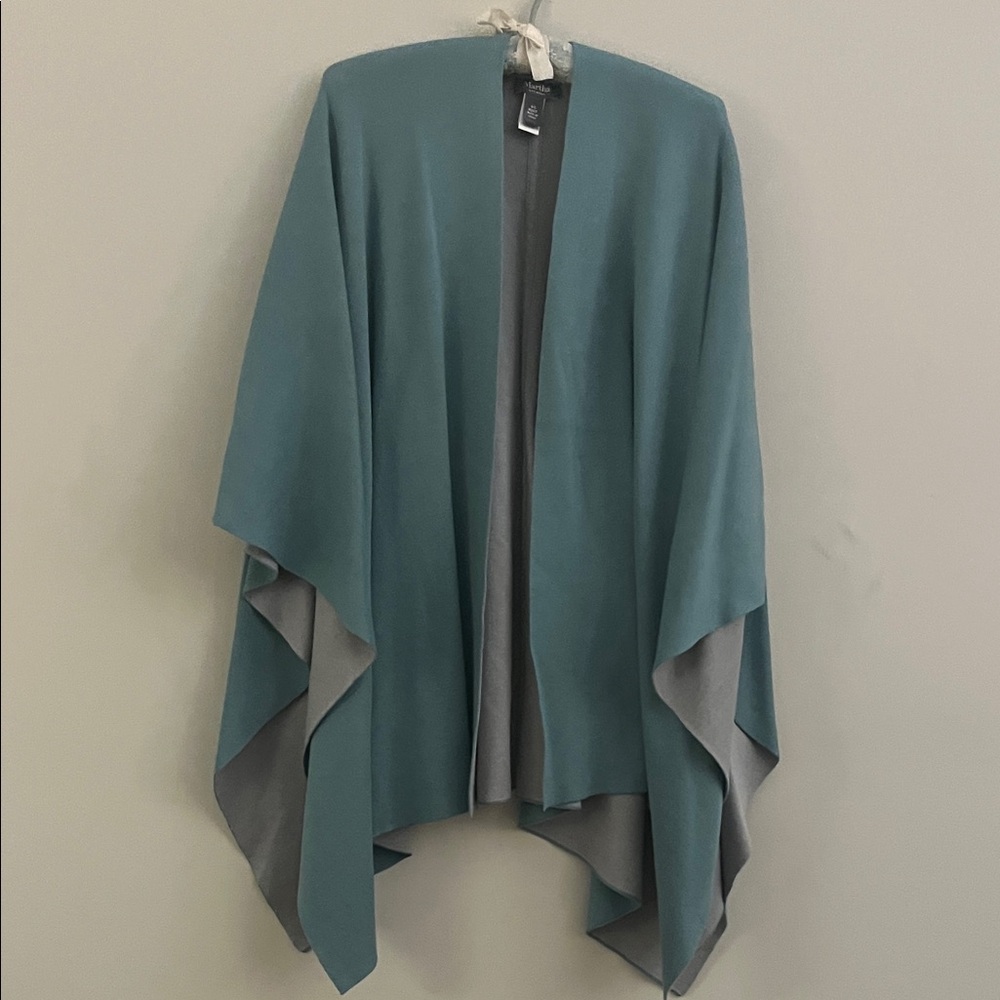 Martha Stewart Teal and Gray Knit Shawl